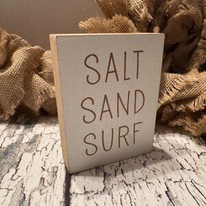 Small Table top Verse Block White Distressed Wood